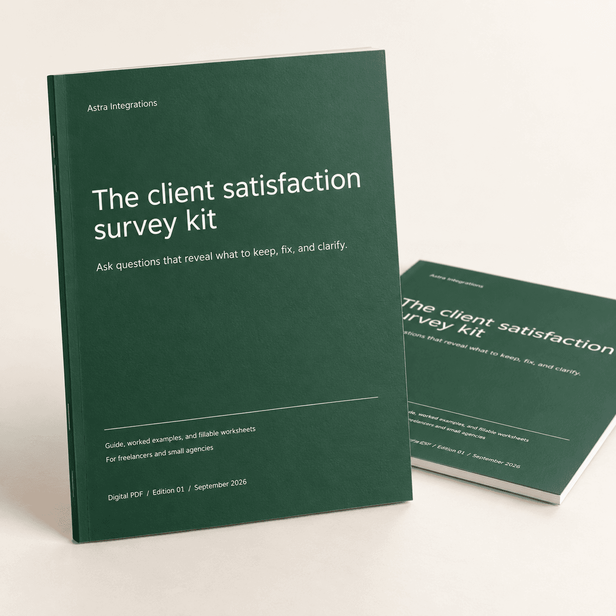3D booklet for Client satisfaction survey. Digital PDF download.
