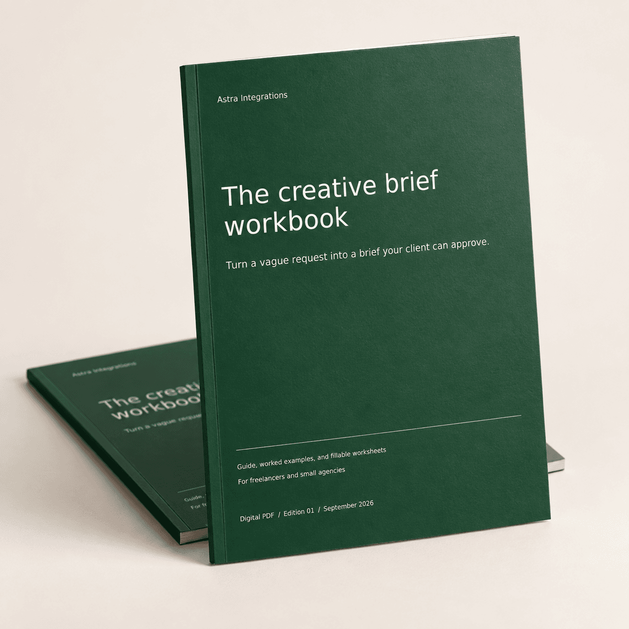 3D booklet for Creative brief workbook. Digital PDF download.