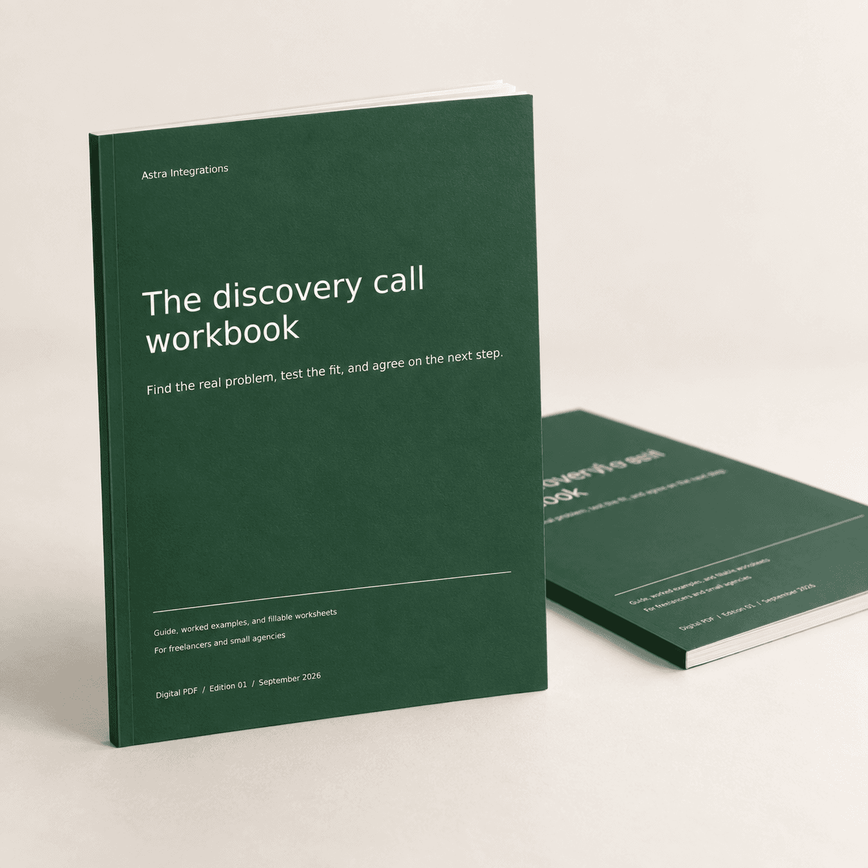 3D booklet for Discovery call workbook. Digital PDF download.