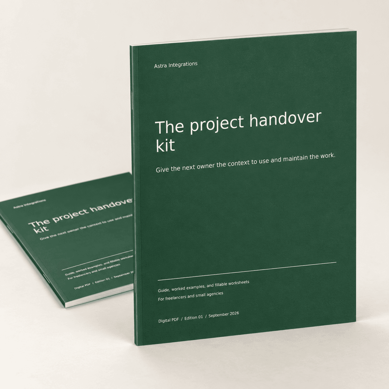 3D booklet for Project handover kit. Digital PDF download.