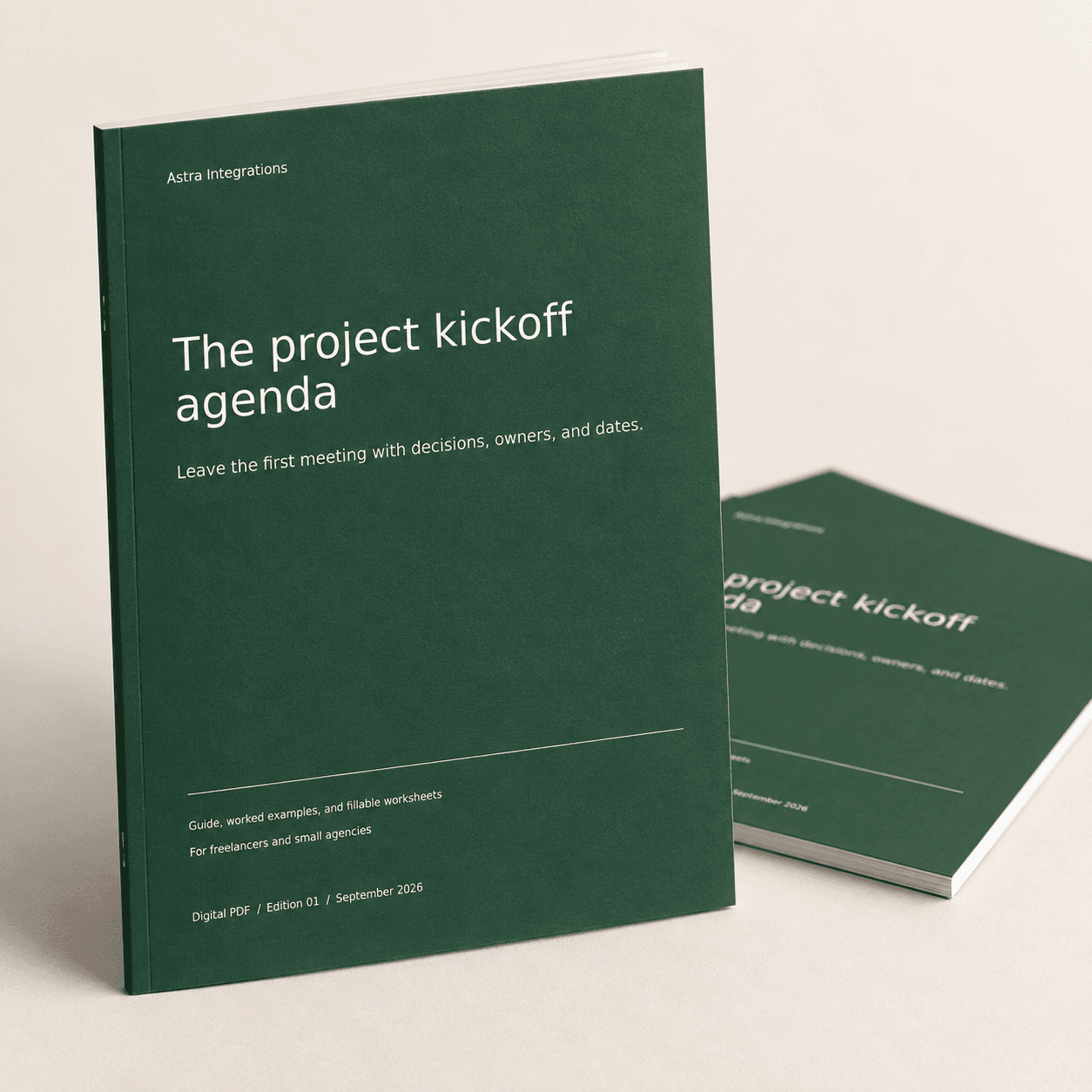 3D booklet for Project kickoff agenda. Digital PDF download.