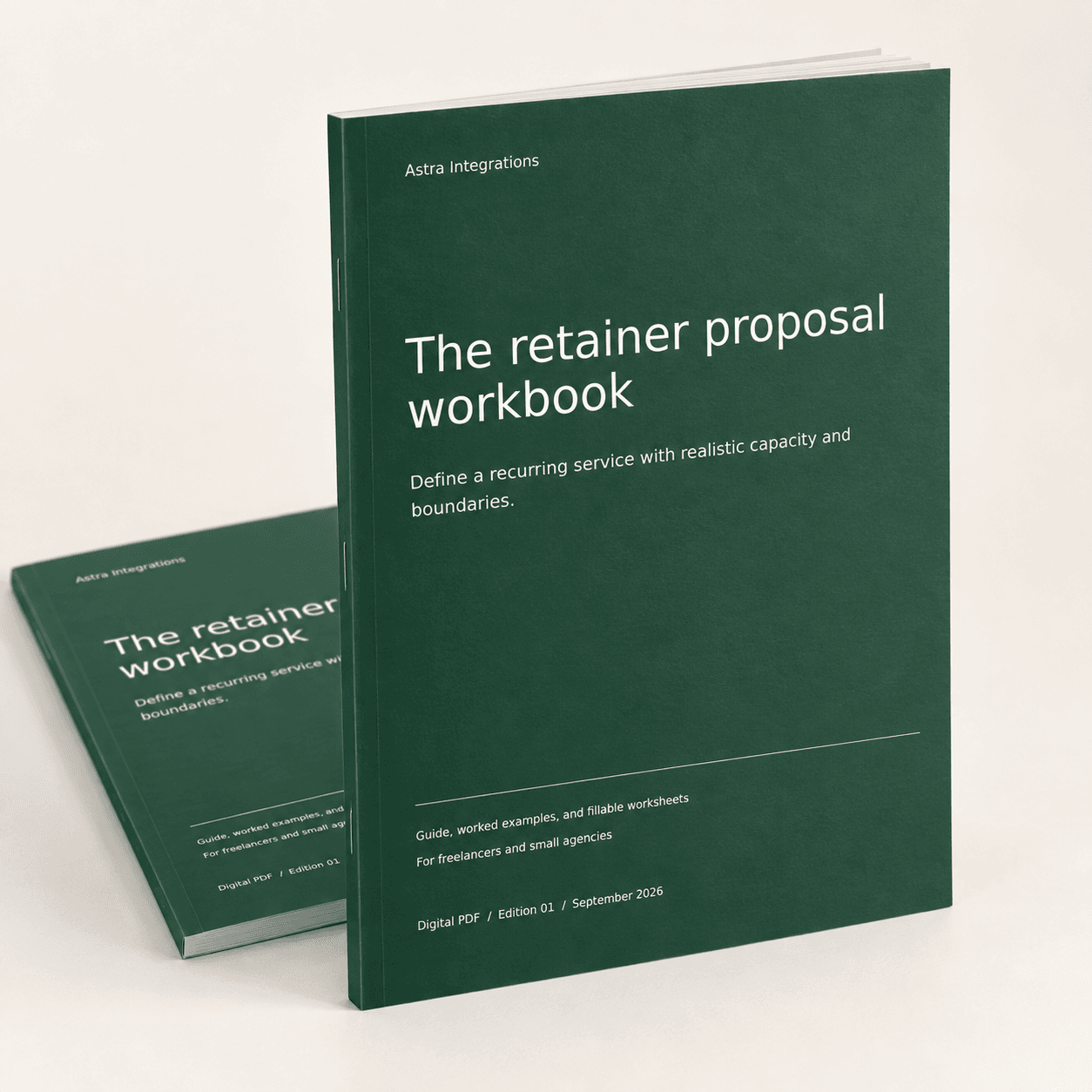 3D booklet for Retainer proposal workbook. Digital PDF download.