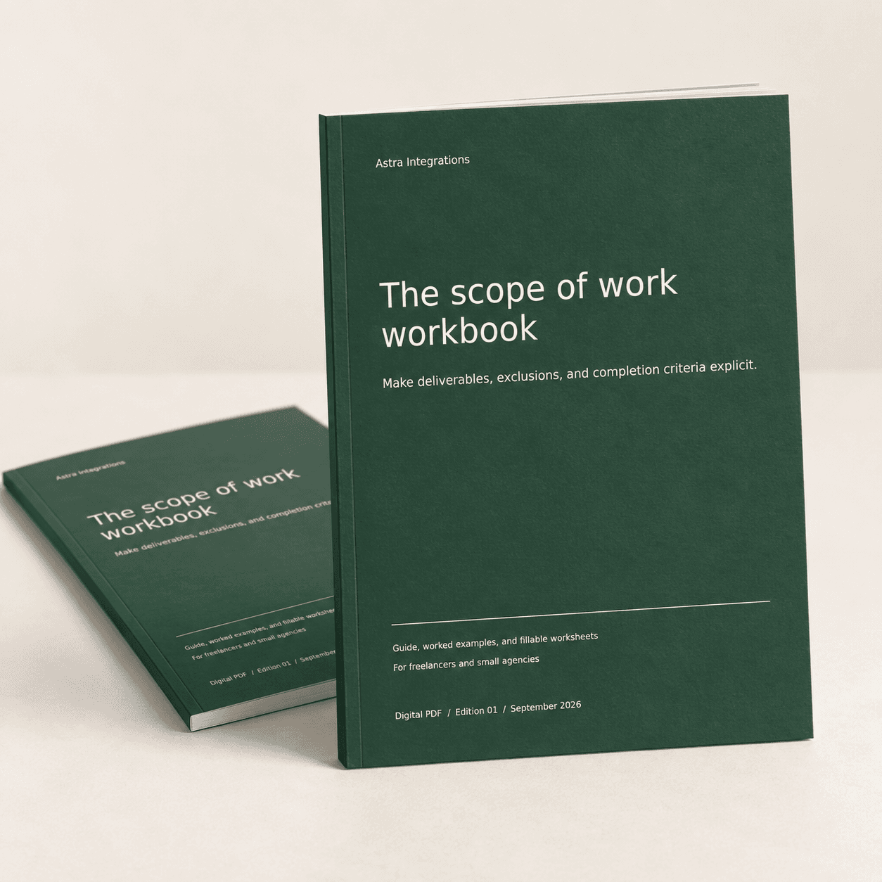 3D booklet for Scope of work workbook. Digital PDF download.